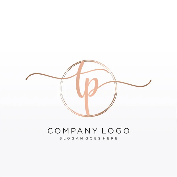 Initial Handwriting Logo Circle Hand Drawn Template Vector — Stock Vector