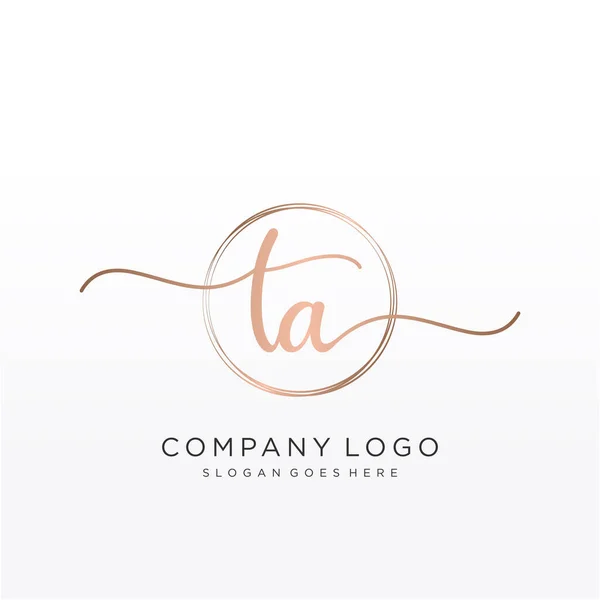 Logotipo Inicial Caligrafia Com Vetor Modelo Desenhado Mão Circular —  Vetores de Stock