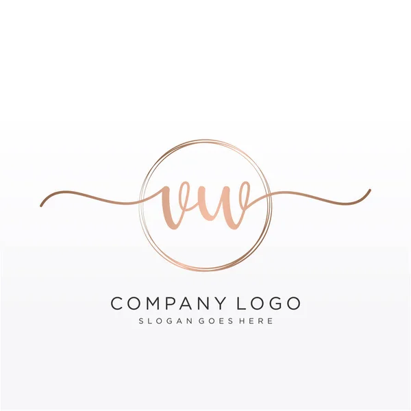 Logotipo Inicial Caligrafia Com Vetor Modelo Desenhado Mão Circular — Vetor de Stock