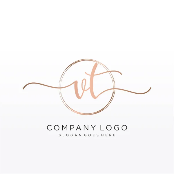 Inicial Logotipo Escritura Mano Con Círculo Dibujado Mano Plantilla Vector — Archivo Imágenes Vectoriales