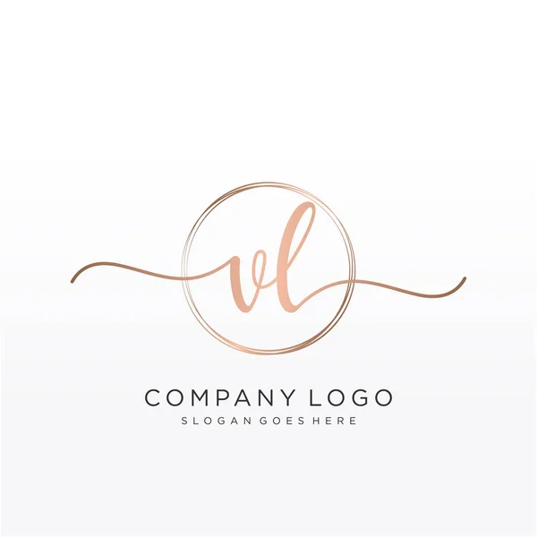 Initial Handwriting Logo Circle Hand Drawn Template Vector — Stock Vector