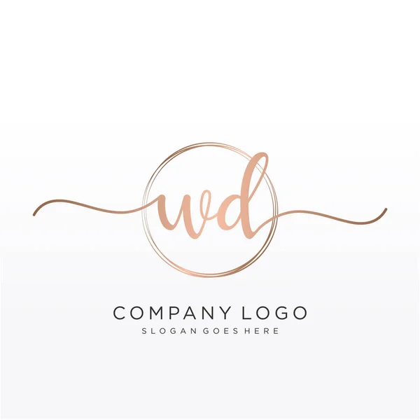 Inicial Logotipo Escritura Mano Con Círculo Dibujado Mano Plantilla Vector — Vector de stock