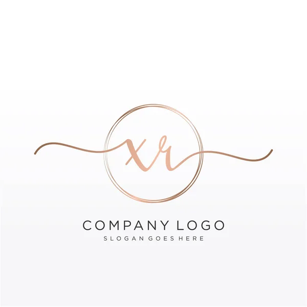 Inledande Handstil Logotyp Med Cirkel Handritad Mall Vektor — Stock vektor