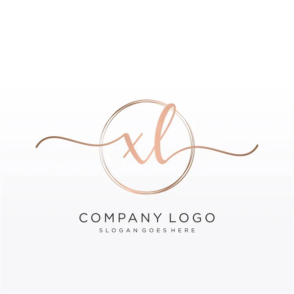 Logotipo Inicial Caligrafia Com Vetor Modelo Desenhado Mão Circular —  Vetores de Stock