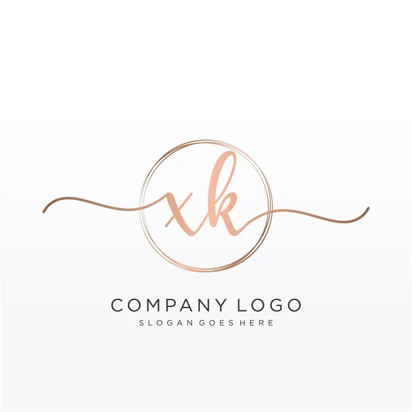 Inicial Logotipo Escritura Mano Con Círculo Dibujado Mano Plantilla Vector — Vector de stock