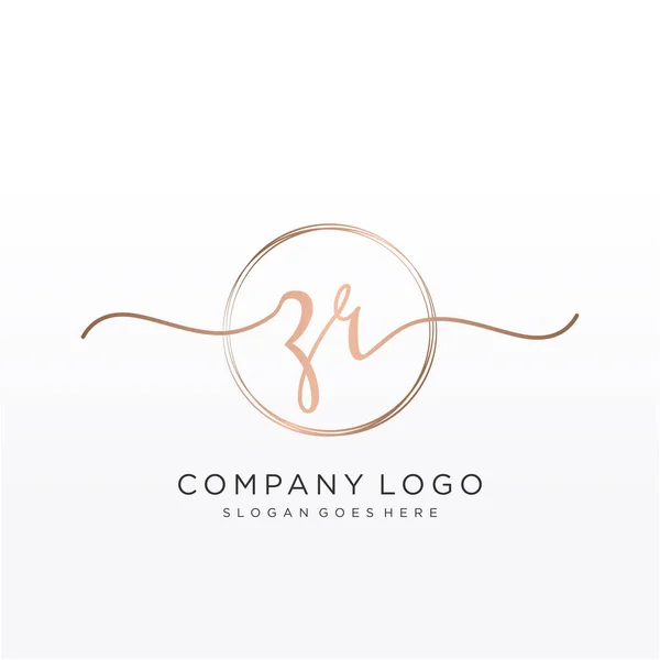 Initial Handwriting Logo Circle Hand Drawn Template Vector — Stock Vector