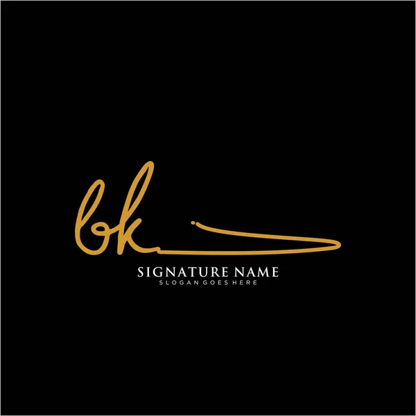 Bkイニシャル署名ロゴ 手書きロゴベクトルテンプレート ビジネス 美しさ ファッション 署名のためのロゴ — ストックベクタ