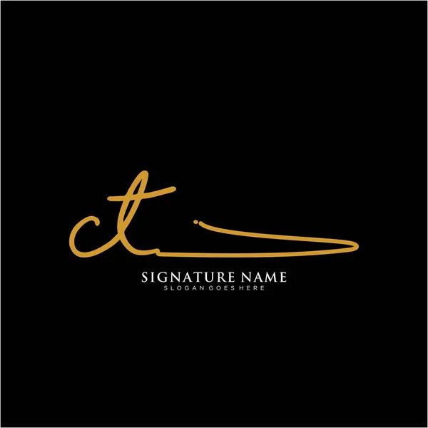 Ctイニシャル署名ロゴ 手書きロゴベクトルテンプレート ビジネス 美しさ ファッション 署名のためのロゴ — ストックベクタ