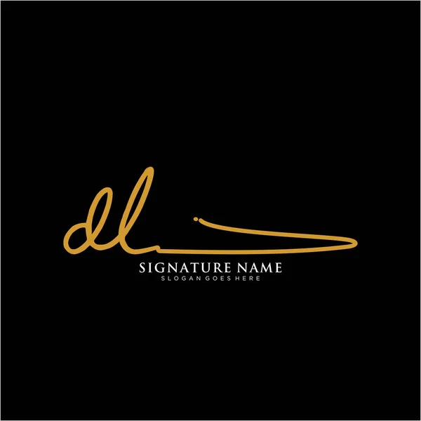 Dlイニシャル署名ロゴ 手書きロゴベクトルテンプレート ビジネス 美しさ ファッション 署名のためのロゴ — ストックベクタ