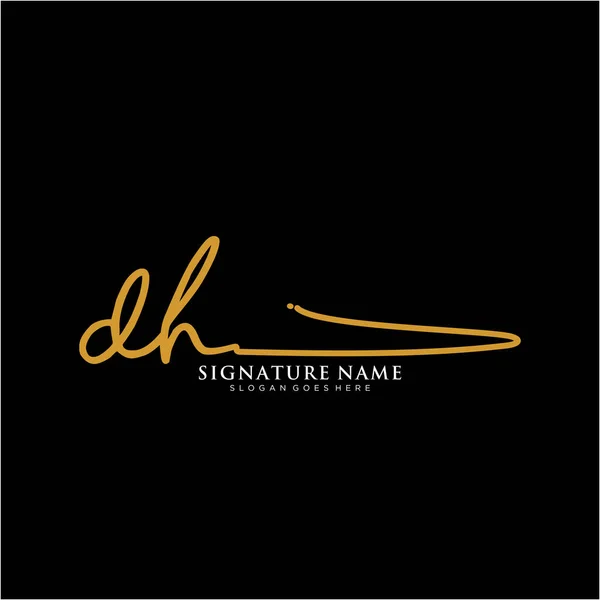 Logo Firma Dhinitials Plantillas Vector Logotipo Escritura Mano Logotipo Para — Vector de stock