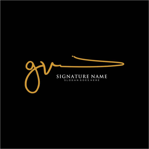 Gvイニシャル署名ロゴ 手書きロゴベクトルテンプレート ビジネス 美しさ ファッション 署名のためのロゴ — ストックベクタ