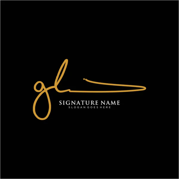Glイニシャル署名ロゴ 手書きロゴベクトルテンプレート ビジネス 美しさ ファッション 署名のためのロゴ — ストックベクタ
