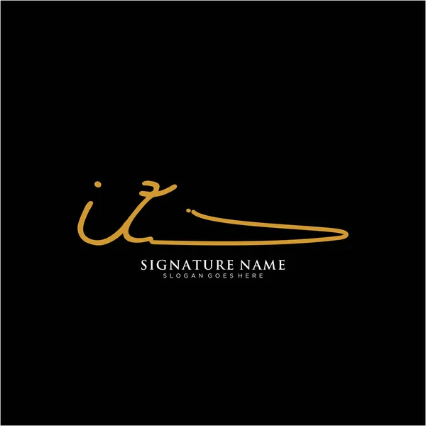 Izイニシャル署名ロゴ 手書きロゴベクトルテンプレート ビジネス 美しさ ファッション 署名のためのロゴ — ストックベクタ
