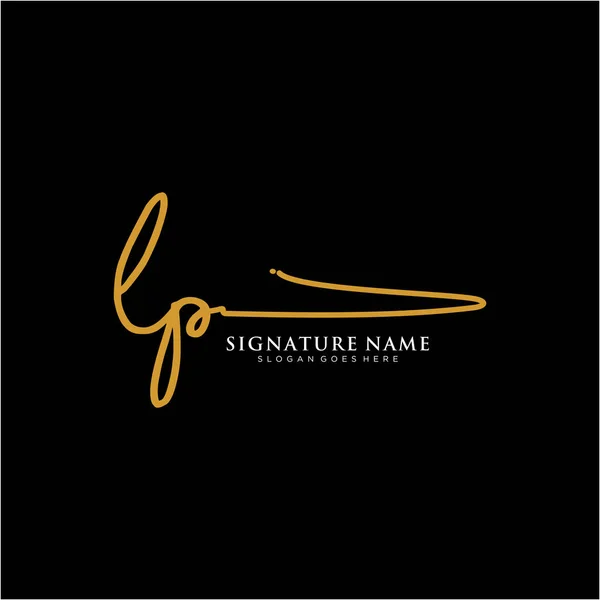 Lpイニシャル署名ロゴ 手書きロゴベクトルテンプレート ビジネス 美しさ ファッション 署名のためのロゴ — ストックベクタ