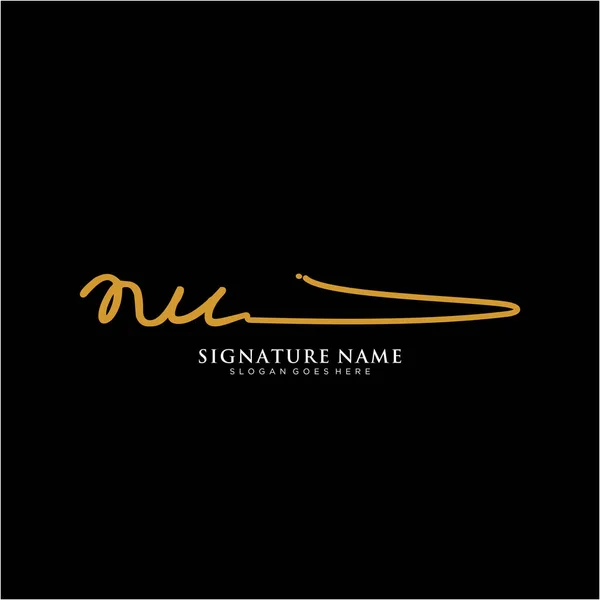 Nuイニシャル署名ロゴ 手書きロゴベクトルテンプレート ビジネス 美しさ ファッション 署名のためのロゴ — ストックベクタ