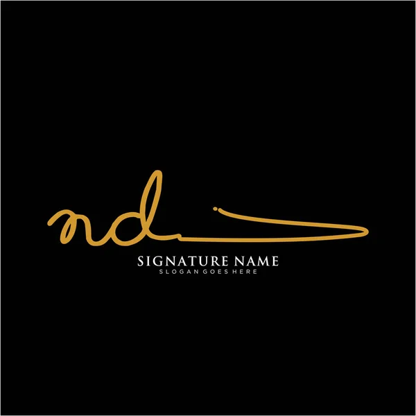 Ndイニシャルサインロゴ 手書きロゴベクトルテンプレート ビジネス 美しさ ファッション 署名のためのロゴ — ストックベクタ