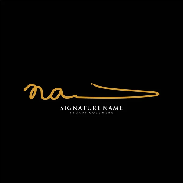 Naイニシャルサインロゴ 手書きロゴベクトルテンプレート ビジネス 美しさ ファッション 署名のためのロゴ — ストックベクタ