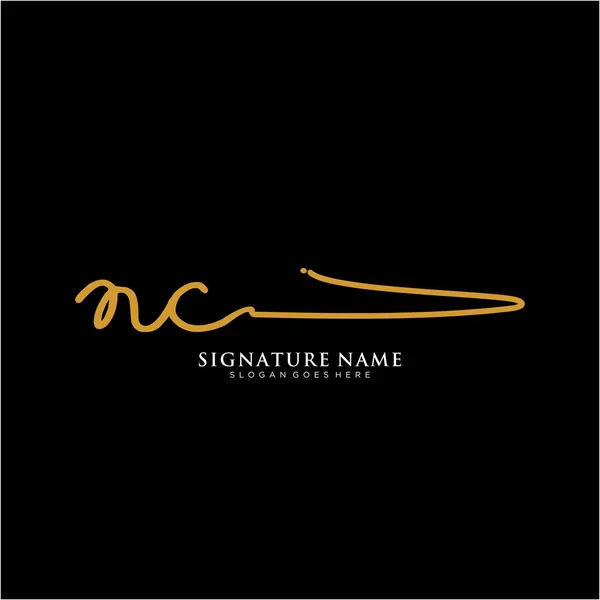 Ncイニシャル署名ロゴ 手書きロゴベクトルテンプレート ビジネス 美しさ ファッション 署名のためのロゴ — ストックベクタ