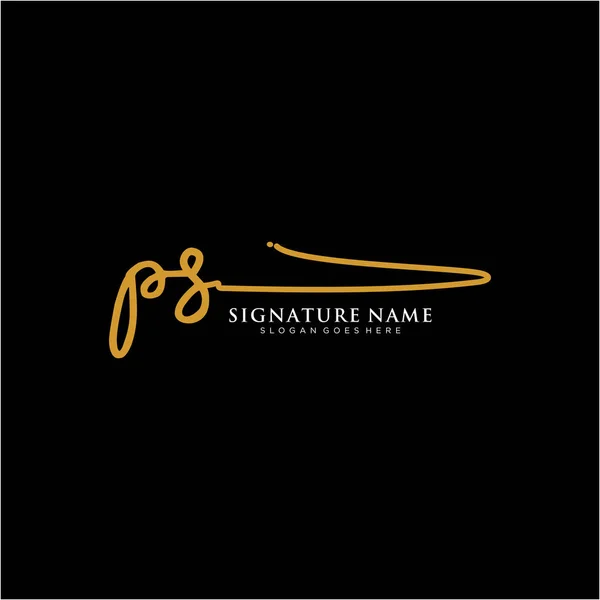 Psイニシャル署名ロゴ 手書きロゴベクトルテンプレート ビジネス 美しさ ファッション 署名のためのロゴ — ストックベクタ