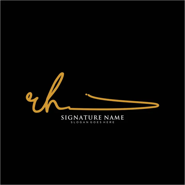 Rhイニシャル署名ロゴ 手書きロゴベクトルテンプレート ビジネス 美しさ ファッション 署名のためのロゴ — ストックベクタ