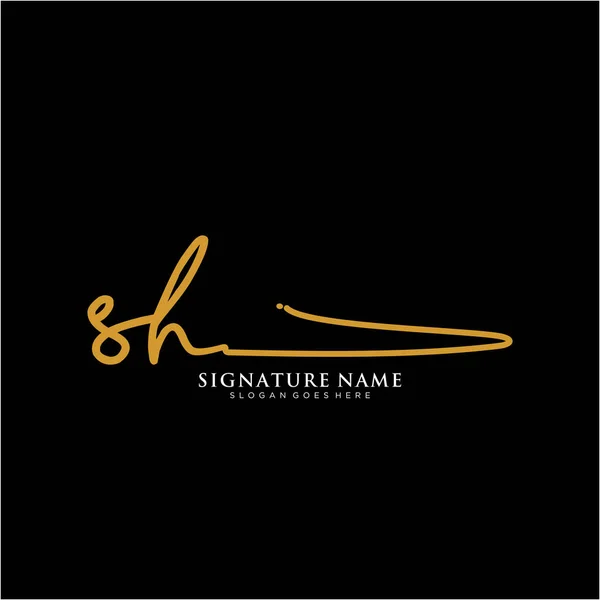 Shイニシャル署名ロゴ 手書きロゴベクトルテンプレート ビジネス 美しさ ファッション 署名のためのロゴ — ストックベクタ
