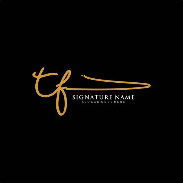 Tfイニシャル署名ロゴ 手書きロゴベクトルテンプレート ビジネス 美しさ ファッション 署名のためのロゴ — ストックベクタ