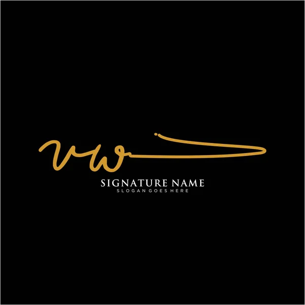 Vwイニシャル署名ロゴ 手書きロゴベクトルテンプレート ビジネス 美しさ ファッション 署名のためのロゴ — ストックベクタ