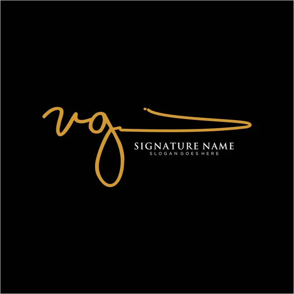 Vgイニシャル署名ロゴ 手書きロゴベクトルテンプレート ビジネス 美しさ ファッション 署名のためのロゴ — ストックベクタ