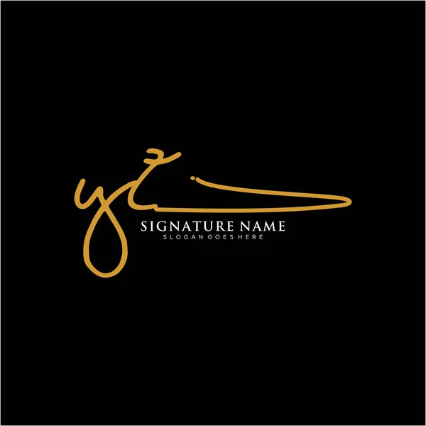 Yzイニシャル署名ロゴ 手書きロゴベクトルテンプレート ビジネス 美しさ ファッション 署名のためのロゴ — ストックベクタ