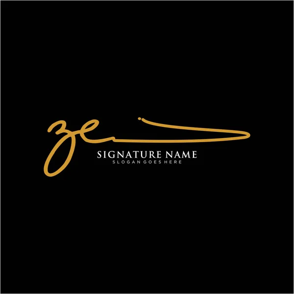 Zeイニシャル署名ロゴ 手書きロゴベクトルテンプレート ビジネス 美しさ ファッション 署名のためのロゴ — ストックベクタ