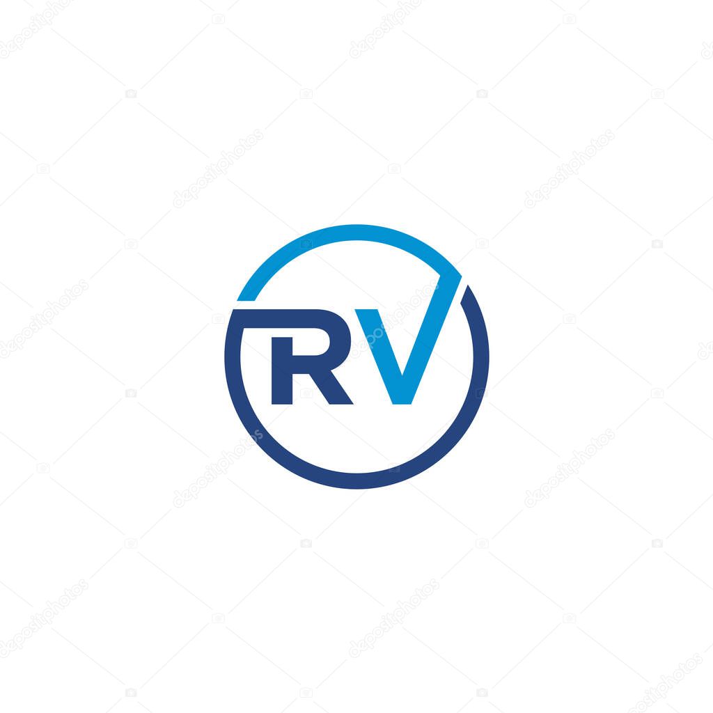 RV Letter logo icon design template elements