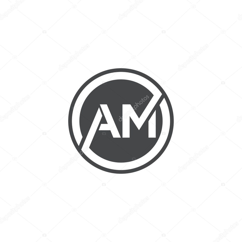 AM Letter logo icon design template elements