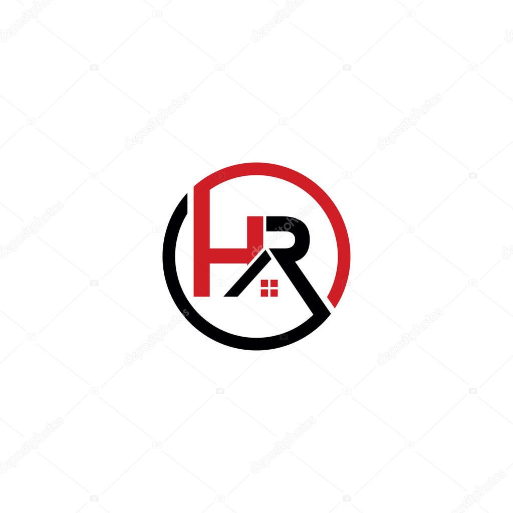 HR Letter logo icon design template elements