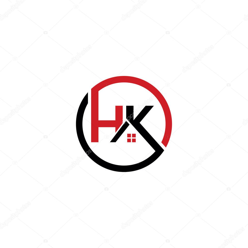 HK Letter logo icon design template elements