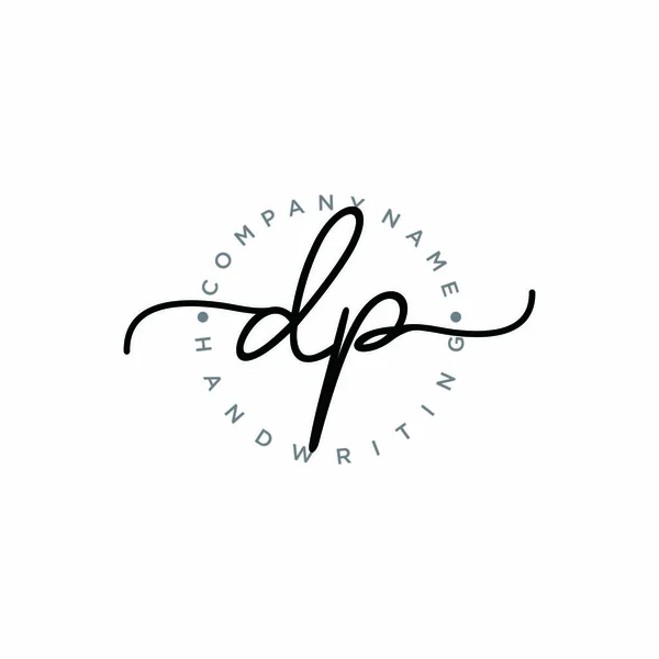 DP Initial handwriting logo with circle hand drawn template vector