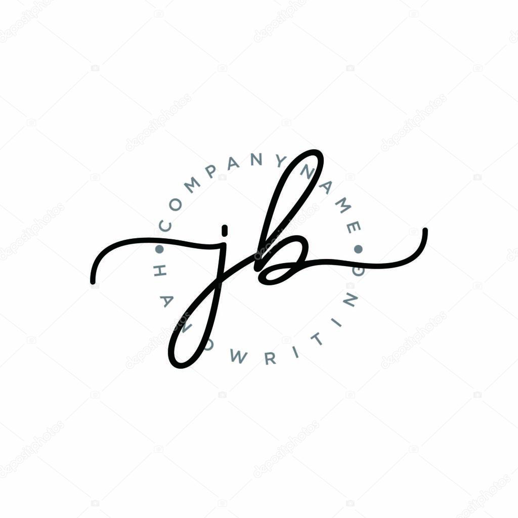 JB Initial handwriting logo with circle hand drawn template vector
