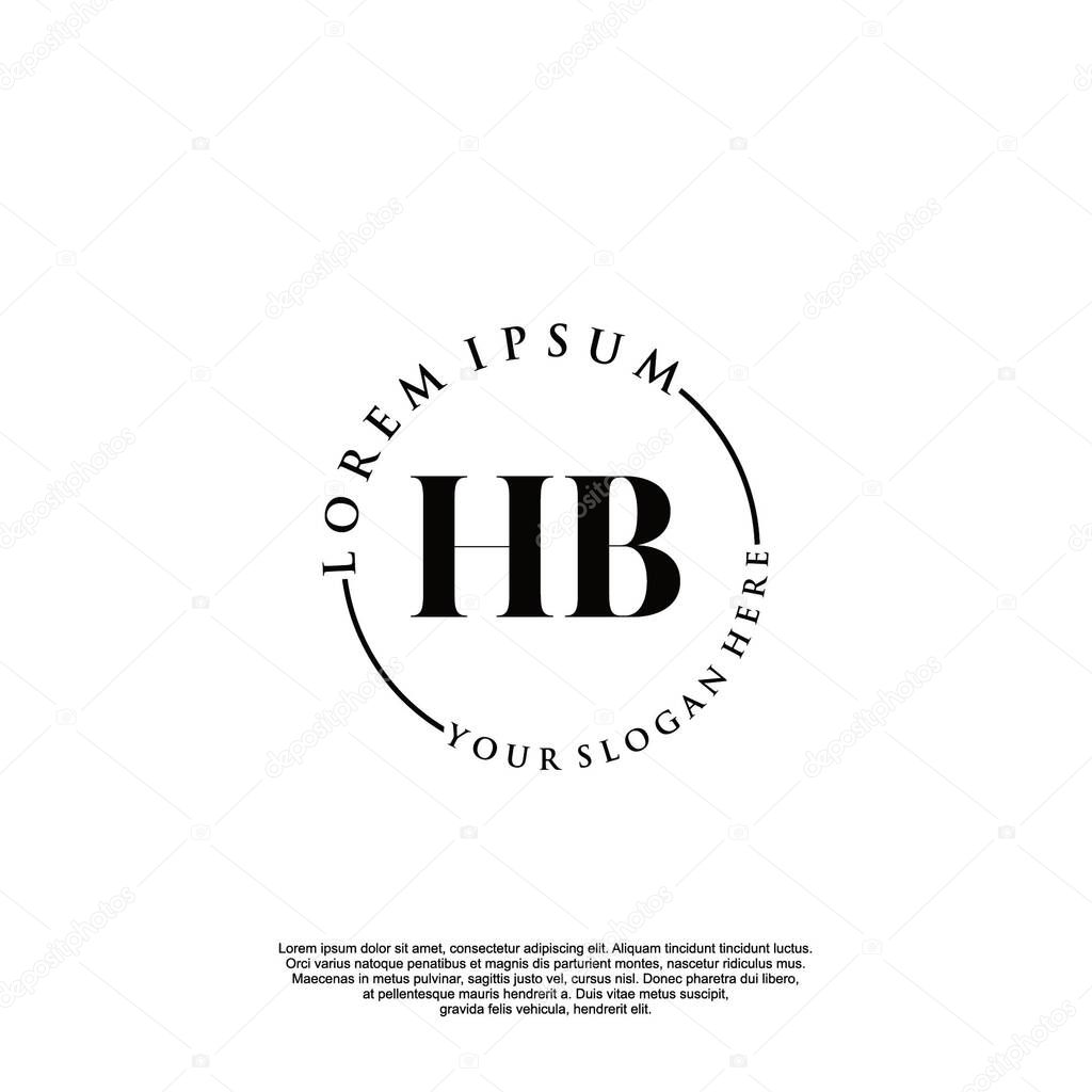HB Initial handwriting logo with circle hand drawn template vector