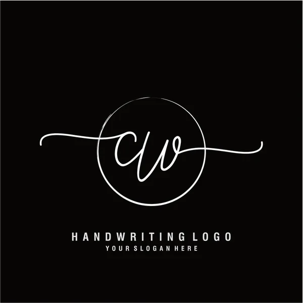 Initial Handwriting Logo Circle Hand Drawn Template Vector — Wektor stockowy