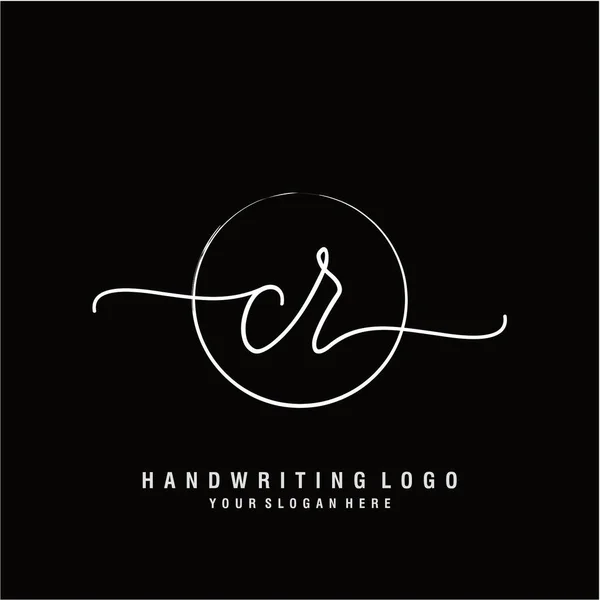 Initial Handwriting Logo Circle Hand Drawn Template Vector — Stock Vector