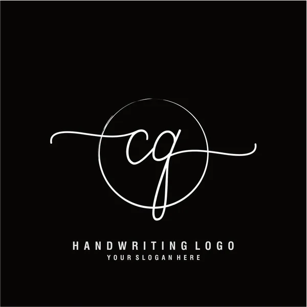 Initial Handwriting Logo Circle Hand Drawn Template Vector — Stock Vector