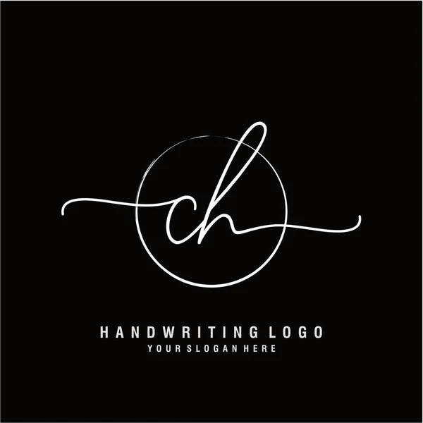 Initial Handwriting Logo Circle Hand Drawn Template Vector — Wektor stockowy
