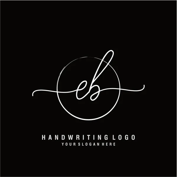 EB Initial handwriting logo with circle hand drawn template vector