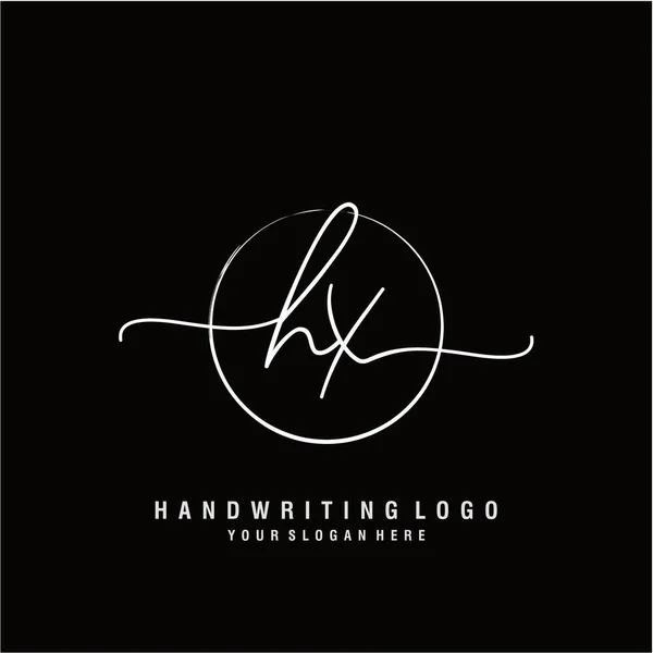 Initial Handwriting Logo Circle Hand Drawn Template Vector — Stock Vector