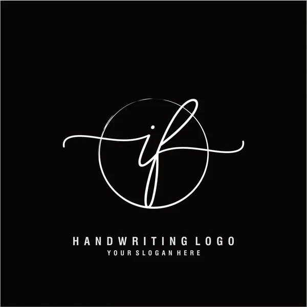 Logotipo Inicial Caligrafia Com Vetor Modelo Desenhado Mão Circular — Vetor de Stock