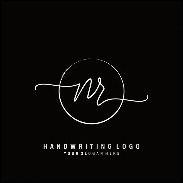 Initial Handwriting Logo Circle Hand Drawn Template Vector — Stock Vector