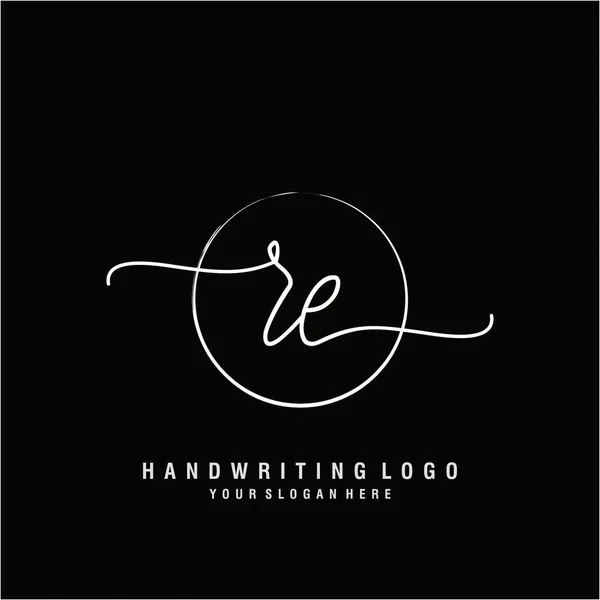 Initial Handwriting Logo Circle Hand Drawn Template Vector — Stock Vector