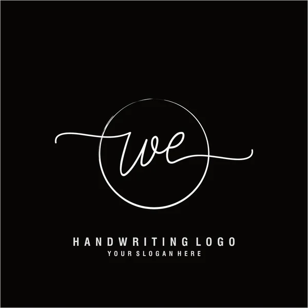 Initial Handwriting Logo Circle Hand Drawn Template Vector — Stock Vector