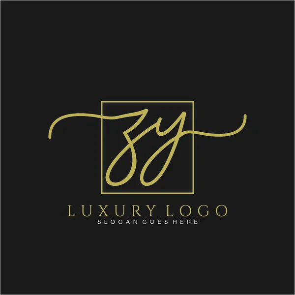 Inicial Logotipo Escritura Mano Con Círculo Dibujado Mano Plantilla Vector — Vector de stock