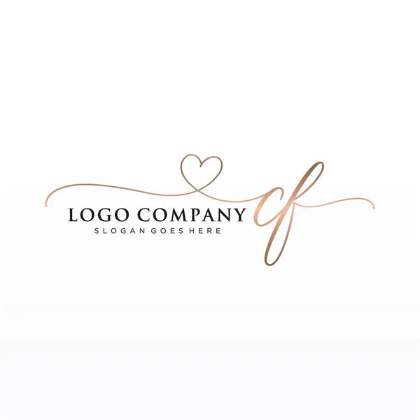 Initial Handwriting Logo Design Circle Beautyful Design Handwritten Logo Fashion — Stock Vector