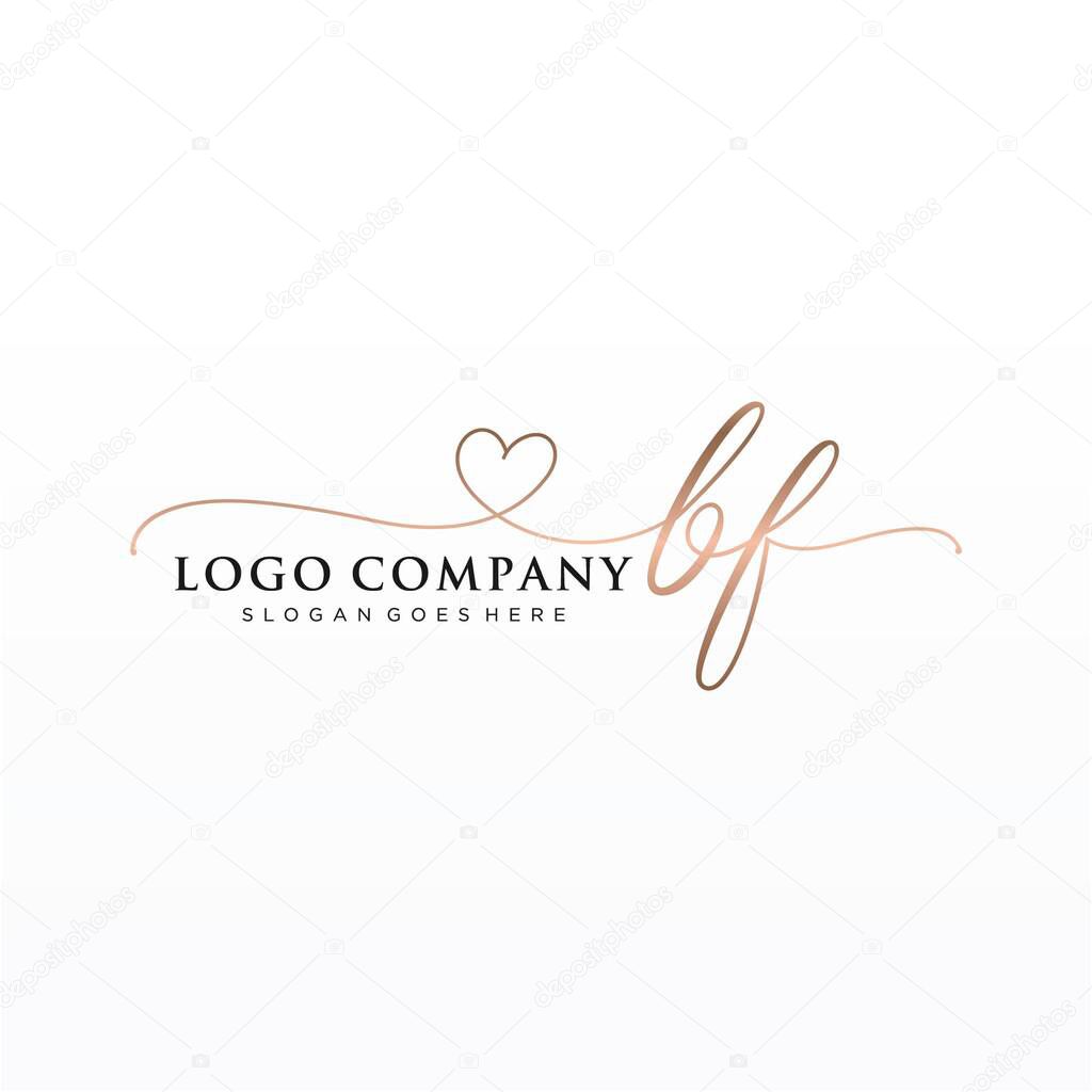 BF Initial handwriting logo design with circle. Beautyful design handwritten logo for fashion, team, wedding, luxury logo.